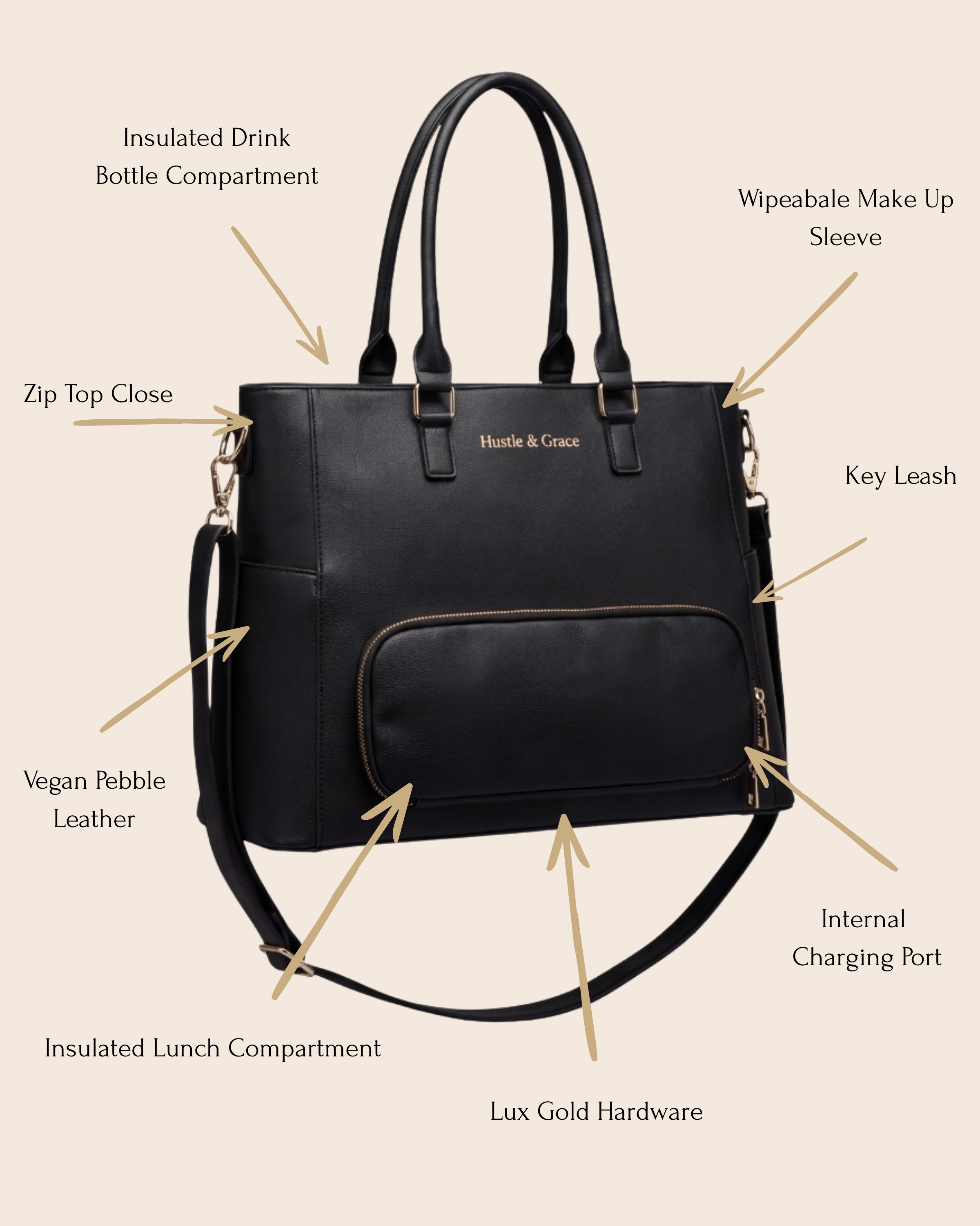 The Iluka Executive Tote - Charcoal