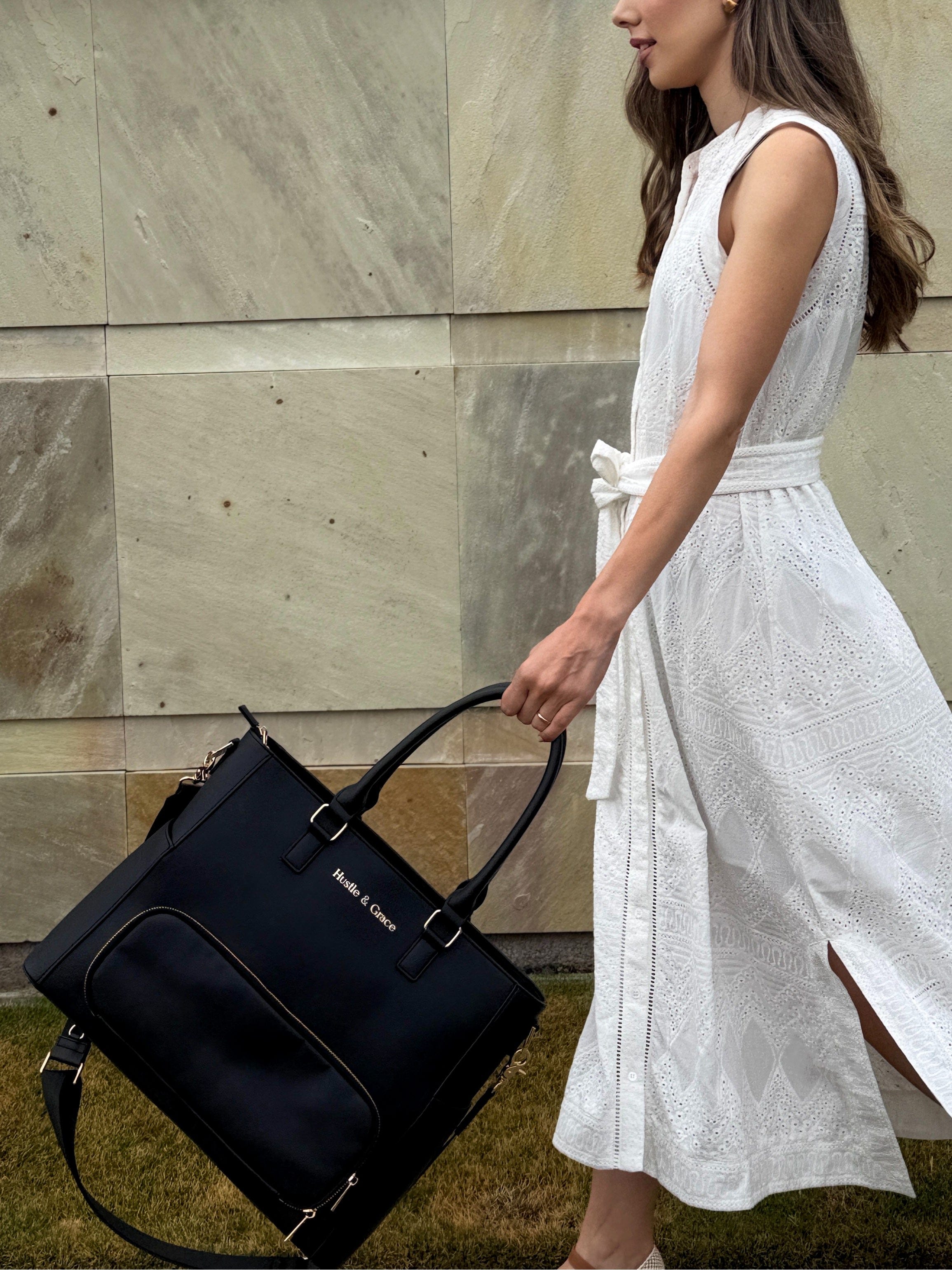 The Iluka Executive Tote in Mulberry for the modern professional woman — work tote bag by Hustle & Grace
