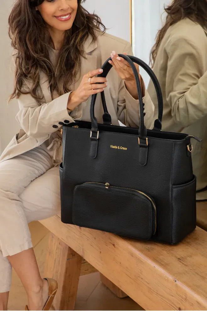 The Iluka Executive Tote in Mulberry for the modern professional woman — work tote bag by Hustle & Grace